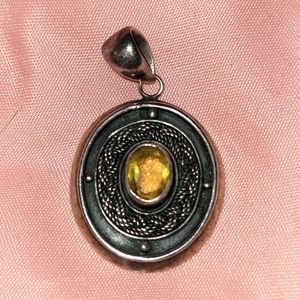 Antique silver and citrine topaz pendant